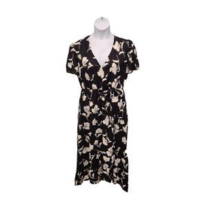 BloomChic Floral Print Faux Wrap Flutter Sleeve Maxi Dress Womens Size 12